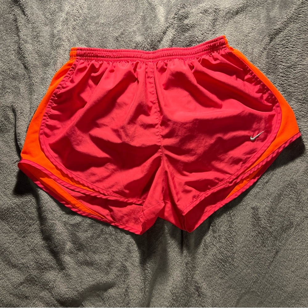 Nike Shorts Women's Large Pink Trimmed in Orange Tempo Brief-Lined Running
